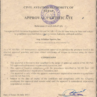 AOG Civil Aviation Authority Nepal Certified